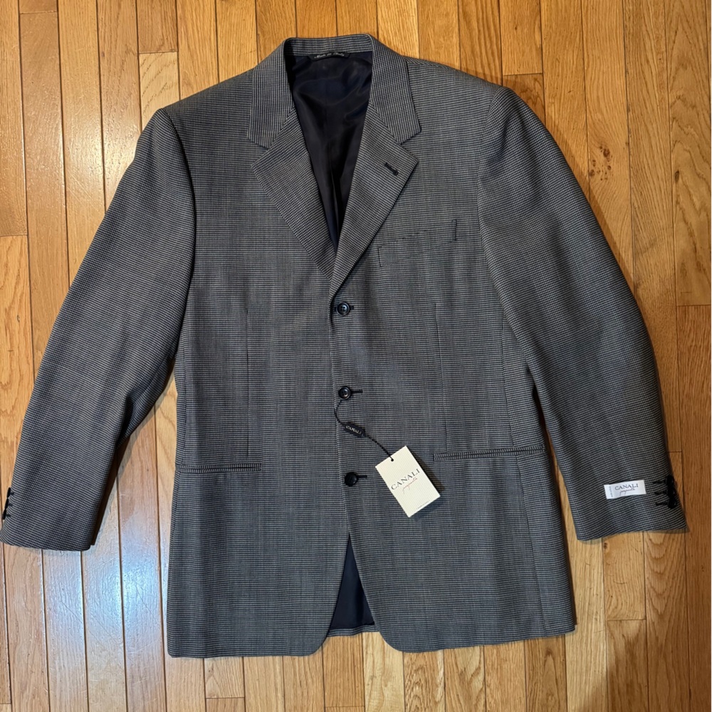 NWT MENS Canali Black and White Houndstooth Blazer - Picture 2 of 10